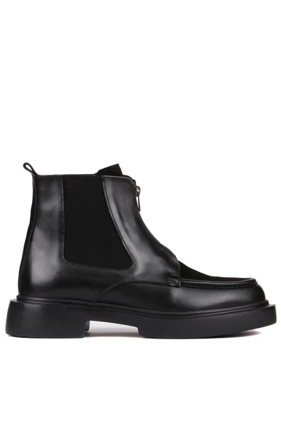 Shoetyle - Siyah Deri, Süet Fermuarlı Erkek Bot 250-085 ürün görseli 1
