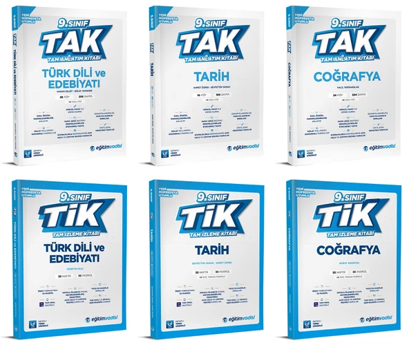 Eğitim Vadisi 2025 9. Sınıf Edebiyat + Tarih + Coğrafya Tak Tam Anlatım + Tik Tam İzleme Seti 6 Kitap ürün görseli 1