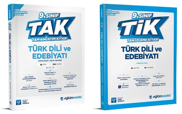 Eğitim Vadisi 2025 9. Sınıf Türk Dili Ve Edebiyatı Tak Tam Anlatım + Tam İzleme Seti 2 Kitap ürün görseli 1