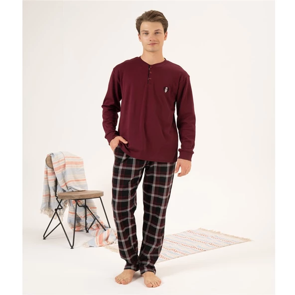 Estiva %100 Pamuk İnterlok Ekose Kareli Erkek Pijama Takım ürün görseli 1
