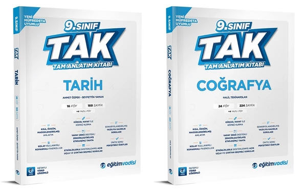 Eğitim Vadisi 2025 9. Sınıf Tarih + Coğrafya Tak Tam Anlatım Seti 2 Kitap ürün görseli 1