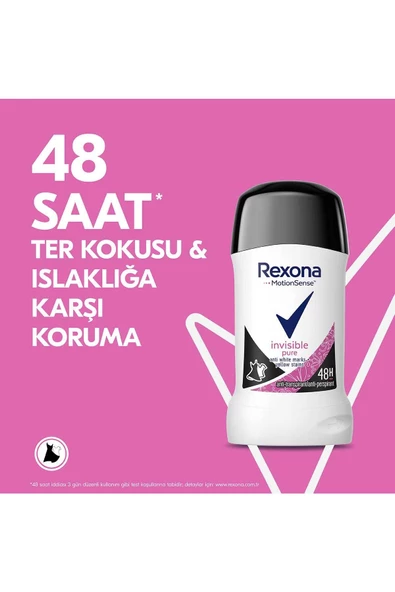 Rexona Kadın Stick Deodorant Invisible Pure 40 ml - Resim 2