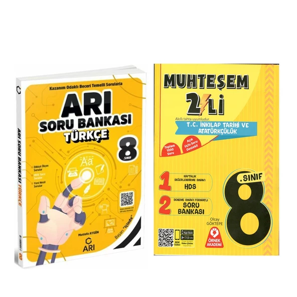 Arı 8.Sınıf Türkçe ve Örnek Akademi Muhteşem İkili İnkılap Seti 2 Kitap ürün görseli 1