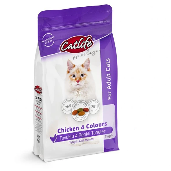 CLFD10-Catlife Tavuklu Multicolor Yetişkin Kedi Maması 1 Kg ürün görseli 1