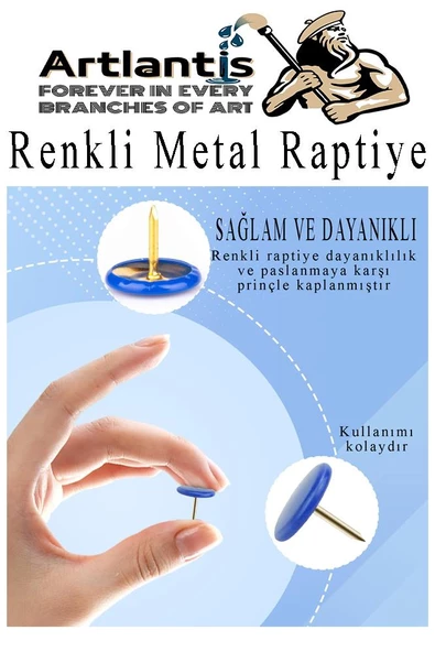 Sarı Raptiye 200 Adet 1 Paket Renkli Pvc Kaplı Başlıklı Raptiye Plastik Yuvarlak Düğmeli Raptiye Pano Okul Ofis Büro ürün görseli 1