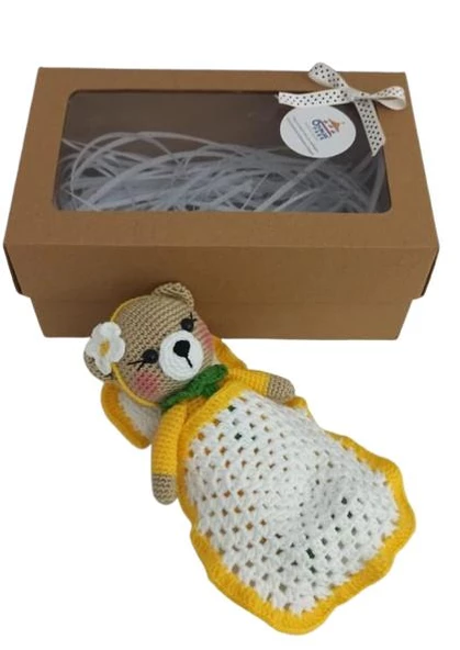 Uykucu Papatya Ayıcık Amigurumi Organik Oyuncak Hediye Seti ürün görseli 1