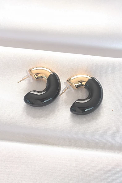 CCB Siyah Gold Çift Renk Küpe - TJ-BKP8875 ürün görseli 1