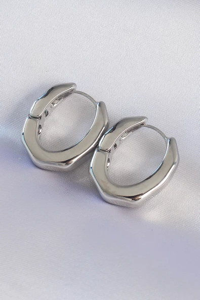 Pirinç Gümüş Renk Kalın Kemik Model Küpe - TJ-BKP8981 ürün görseli 1