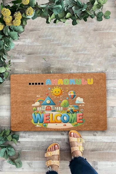 Valerine Life Anaokuluna Özel Hoş Geldiniz Kapı Önü Paspası 45x70cm ürün görseli 1