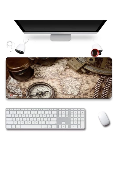 SonicTouch UltraGrand Gezginci Kaşif Gamer Oyuncu Xxl Kahverengi Klavye Mouse Pad 40x90Cm ürün görseli 1