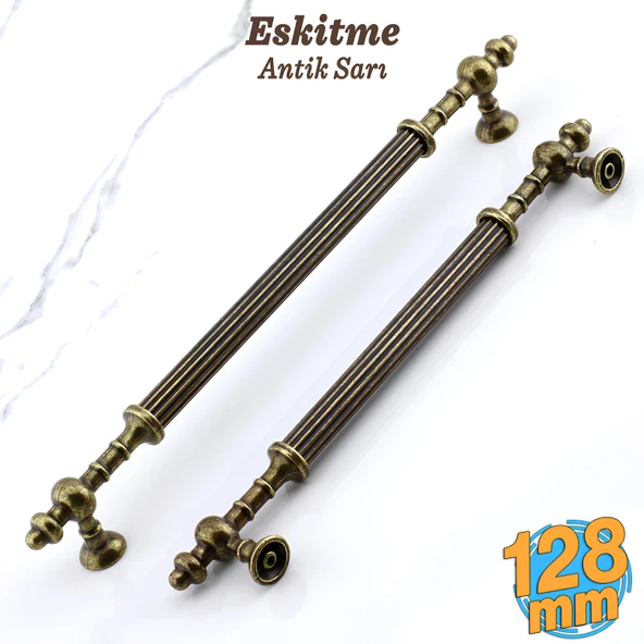 Kader Eskitme Antik Sarı Metal Kulp 128 mm - 12.8 cm Mobilya Mutfak Dolabı Dolap Kulpları Kulbu ürün görseli 1