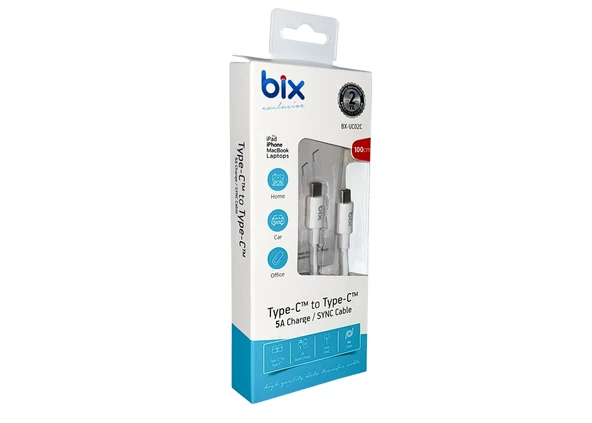 Şarj Kablo Type-C To Type-C 60W 5A Bix BX-UC02C - Resim 2