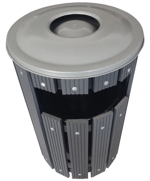 Safirkom Kompozit (Ahşap+Plastik) Yuvarlak Çöp Kovası Pencereli SÇ 15 P Antrasit (50 Lt.) ürün görseli 1