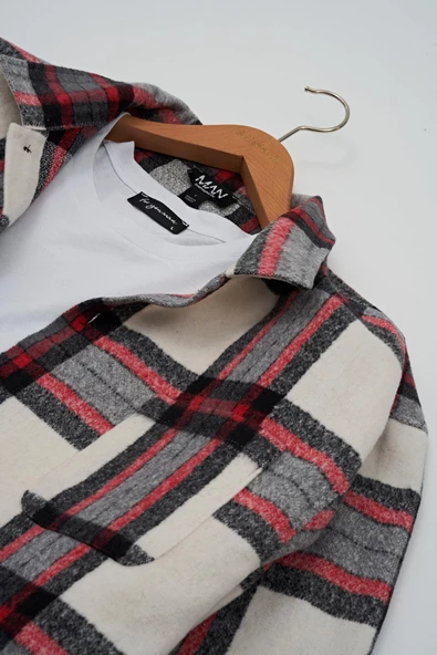 Flanel Boxy Siyah Çizgili Gömlek - Resim 3