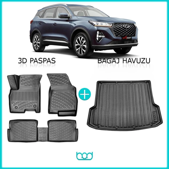 Bod Chery Tiggo 7 Pro/Max 3D Havuzlu Paspas ve Bagaj Havuzu Seti ürün görseli 1