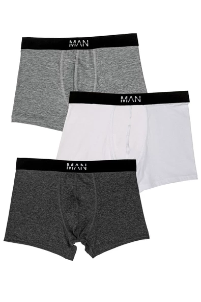 3'lü Gri Siyah Erkek Boxer - Resim 2