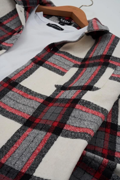 Flanel Boxy Siyah Çizgili Gömlek - Resim 4