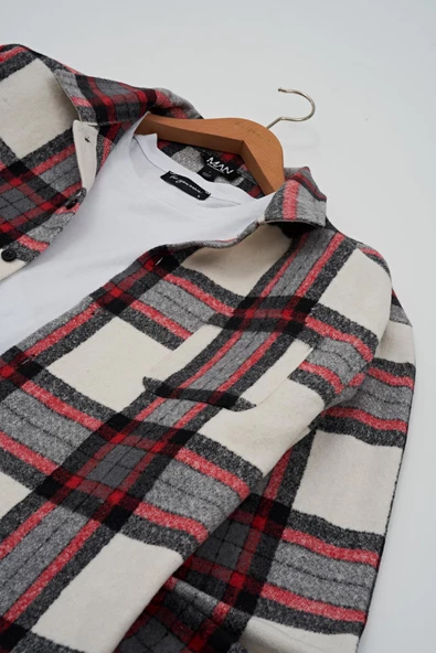 Flanel Boxy Siyah Çizgili Gömlek - Resim 2