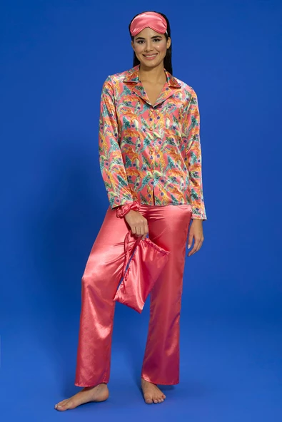6'lı Kaplan Desen Nar Çiceği Pijama Takımı - Resim 4