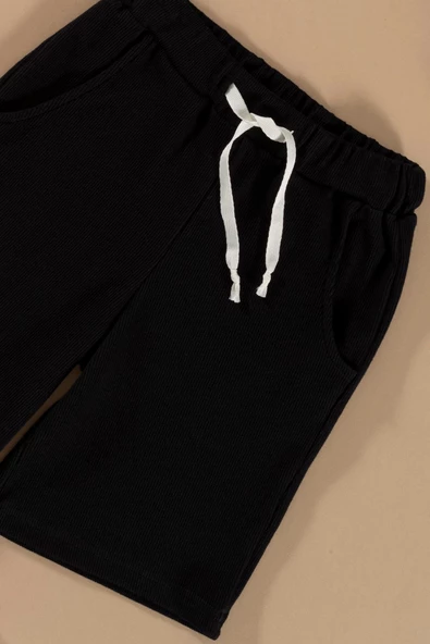 Batik Yıkamalı Siyah Tshirt Şort Takım - Resim 3