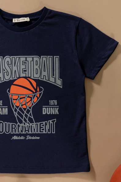Basketboll Baskılı Lacivert Tshirt Şort Takım - Resim 2