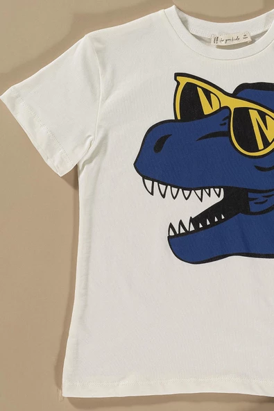 Dinozor Baskılı Saks Alt Üst Şort Takım - Resim 2