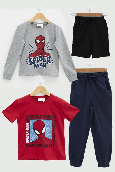 4'lü SPİDER-MAN Tshirt Şort Pantolon Takım ürün görseli 1