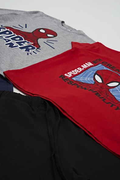 4'lü SPİDER-MAN Tshirt Şort Pantolon Takım - Resim 3