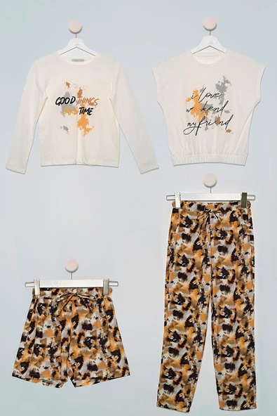 4'lü Batik Desen Pantolon Şort Siyah Takım ürün görseli 1