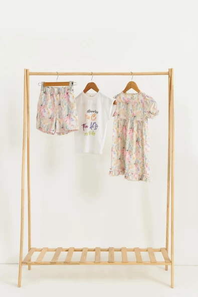 3'lü Tshirt Elbise Şort Sarı Takım ürün görseli 1