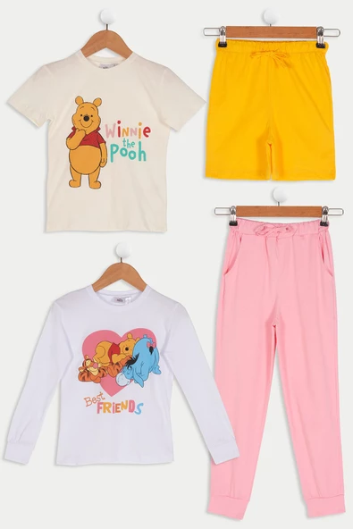 4'lü Winnie The Pooh Tshirt Şort Pantolon Takım ürün görseli 1