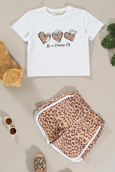 Leopar Baskılı Tshirt Şort Alt Üst Takım ürün görseli 1