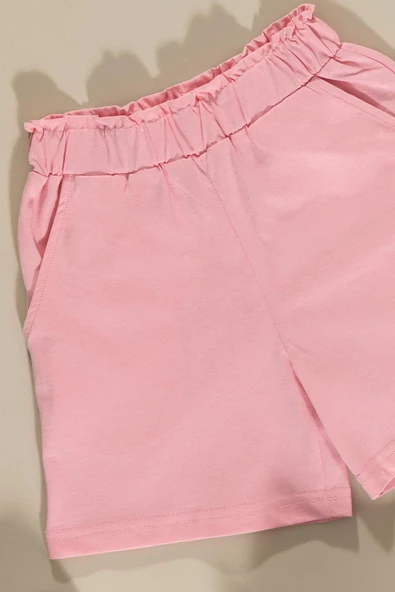 Puf Kelebek Baskılı Pembe Tsihrt Şort Takım - Resim 3