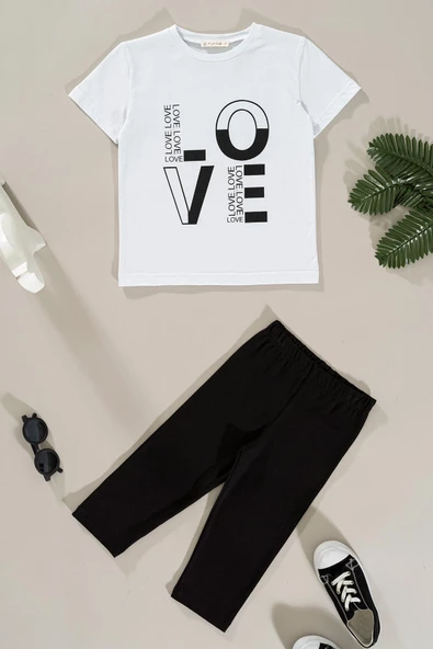 Love Baskılı Tayt Tshirt Takım ürün görseli 1