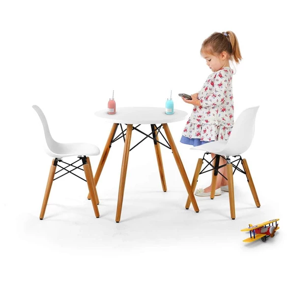 Seduna Eames Child 2x1 Sandalye Masa Takım | Natural Ahşap Ayaklı ürün görseli 1