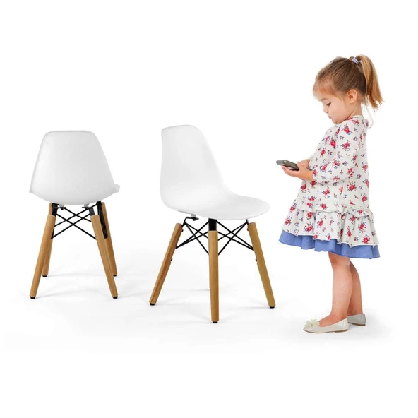 Seduna Eames Child Sandalye 2 Adet | Natural Ahşap Ayaklı ürün görseli 1