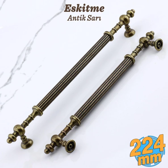 Kader Eskitme Antik Sarı Metal Kulp 224 mm - 22.4 cm Mobilya Mutfak Dolabı Dolap Kulpları Çekme Kulbu ürün görseli 1