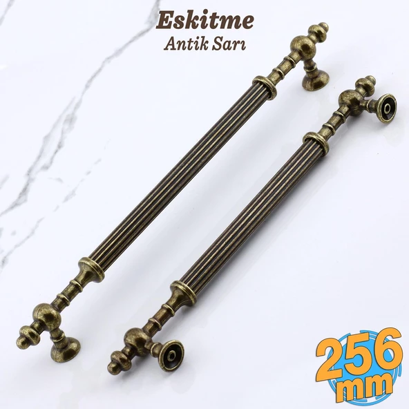 Kader Eskitme Antik Sarı Metal Kulp 256 mm - 25.6 cm Mobilya Mutfak Dolabı Dolap Kulpları Çekme Kulbu ürün görseli 1