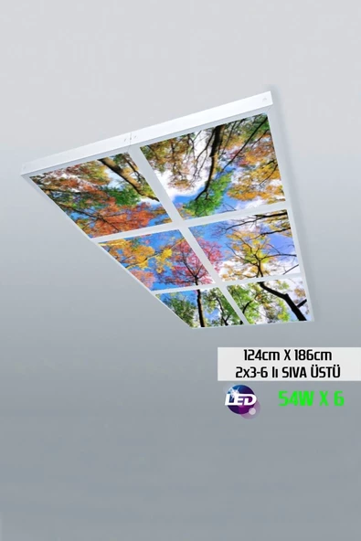 Gökyüzü Panel 124cm X 186cm-altılı- Led-sıva Üstü-324 Watt-salon Led Aydınlatma-avize Modelleri-led Işık ürün görseli 1