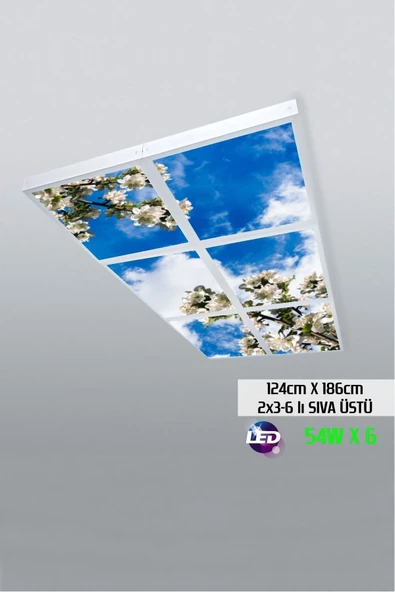 Gökyüzü Panel 124cm X 186cm-altılı- Led-sıva Üstü-324 Watt-okul Led Aydınlatma-avize Modelleri-led Işık ürün görseli 1