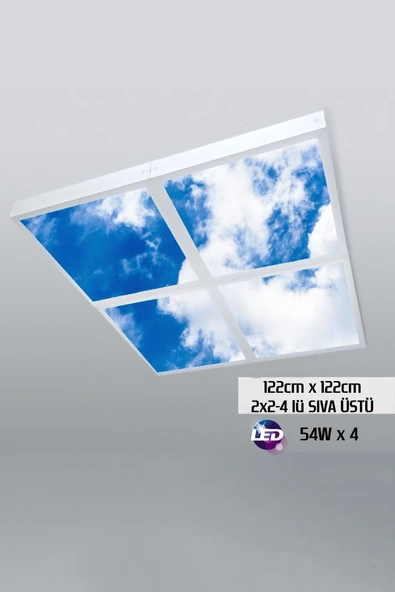Gökyüzü Panel 124cm X 124cm-dörtlü- Led-sıva Üstü-216w-okul-z-kütüphane Aydınlatma-avize Modelleri ürün görseli 1