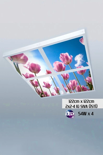 Gökyüzü Panel 124cm X 124cm-dörtlü- Led-sıva Üstü-216w-otel-resepsiyon Led Aydınlatma-avize Modelleri ürün görseli 1