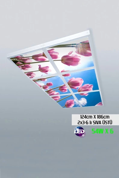 Gökyüzü Panel 124cm X 186cm-altılı- Led-sıva Üstü-324 Watt-162 Watt-asma Tavan Led Aydınlatma-avize Modelleri ürün görseli 1