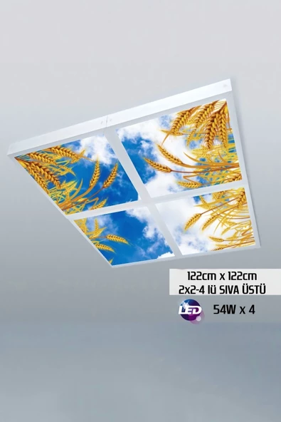 Gökyüzü Panel 124cm X 124cm-dörtlü -sıva Üstü- 216watt-led Aydınlatma-tavana Yapışık Avize-yeni Ürün ürün görseli 1