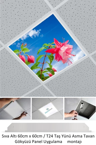 Gökyüzü Panel Asma Tavan-60cmx60cm-sıva Altı-54w-6500k-beyaz-led Panel-led Armatür-taş Yünü Asma Tavan-hastane Led ürün görseli 1