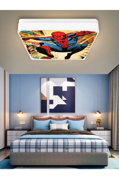 Gökyüzü Panel Spiderman-led Avize-25watt-30cm X 30cm, Çocuk Odası Avize, Avize Modelleri, Örümcek Adam Led Avize ürün görseli 1