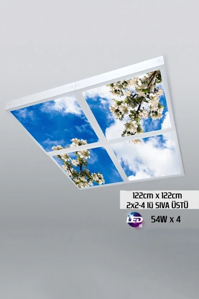 Gökyüzü Panel 124cm X 124cm-dörtlü- Led-sıva Üstü-216watt-kuaför Tavan-led Aydınlatma-avize Modelleri ürün görseli 1
