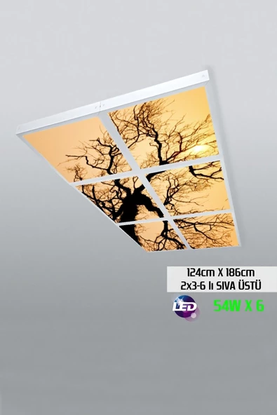 Gökyüzü Panel 124cm X 186cm-altılı- Led-sıva Üstü-324 Watt-kasap Led Aydınlatma-avize Modelleri-led Işık ürün görseli 1