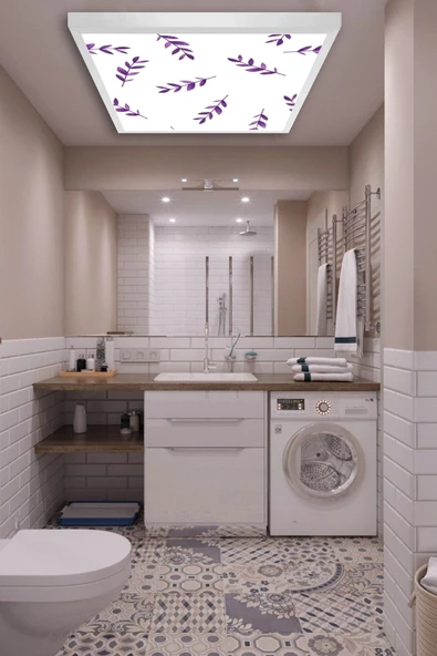 Gökyüzü Panel Wc Avize-60cmx60cm-54watt-led-armatür-banyo-aydınlatma-desenli-panel-led-wc-lamba-wc-banyo Işık ürün görseli 1