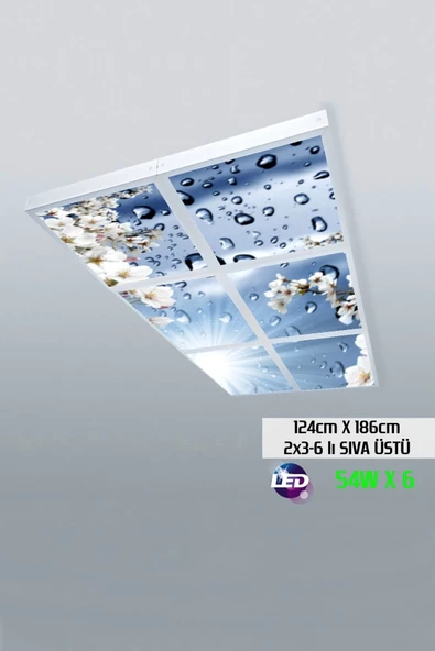 Gökyüzü Panel 124cm X 186cm-altılı- Led-sıva Üstü-324 Watt-salon Led Aydınlatma-avize Modelleri-led Işık ürün görseli 1